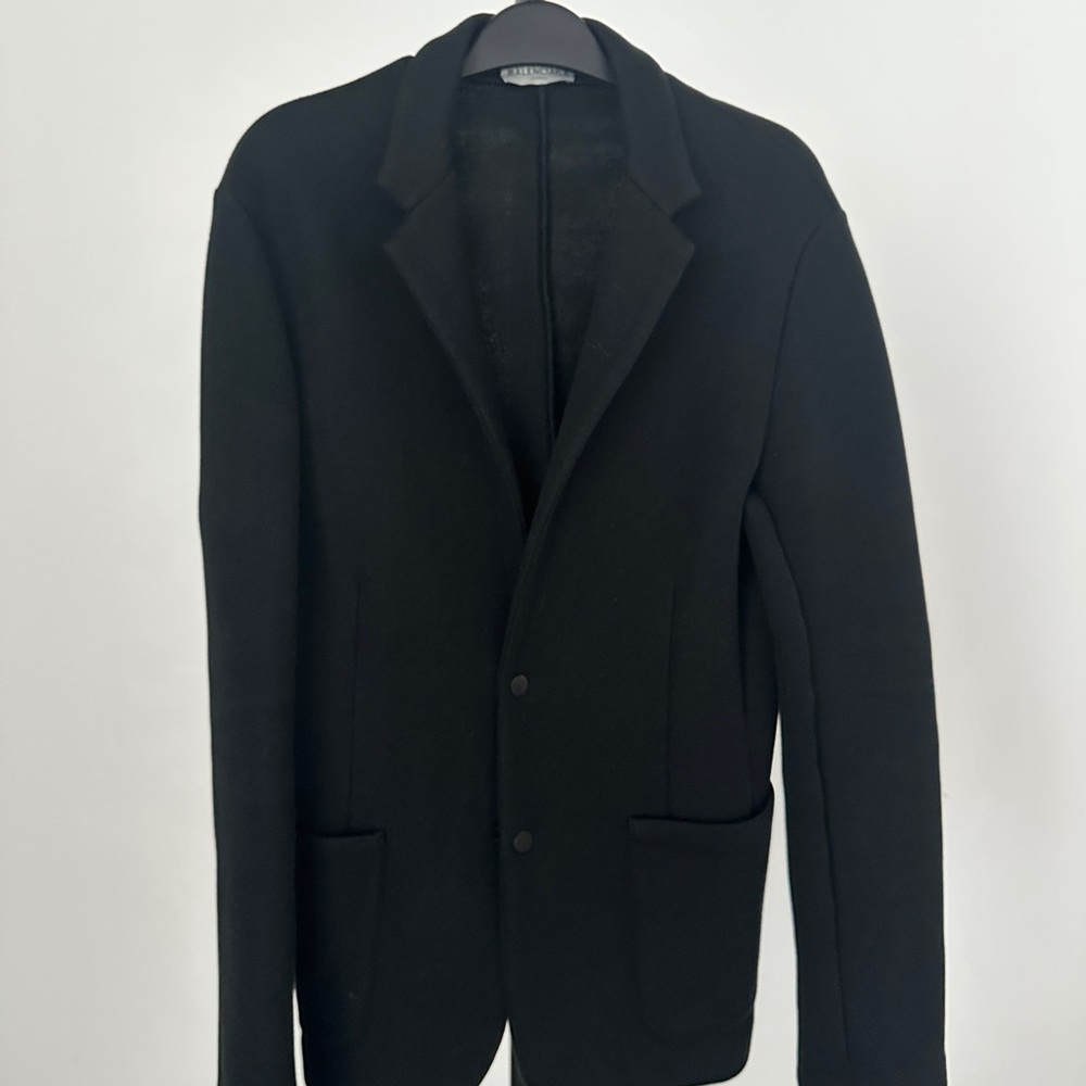 Balenciaga Black Stretch Cardigan Sport Coat Modern Fitted Design